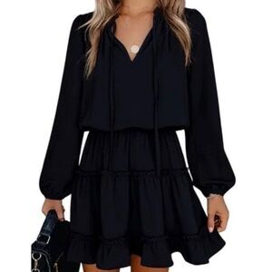 BTFBM Women Black Ruffle Tiered Dress Size M NWT